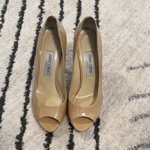Jimmy Choo Nude Peep Toe Heels
